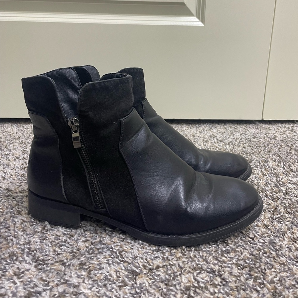 Cute black leather booties